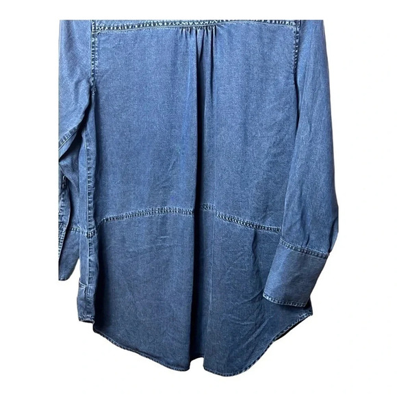 1252. SOFT SURROUNDINGS DENIM BUTTON UP TOP ROUND BOTTOM POCKETS SIZE SMALL BLUE - Picture 10 of 10
